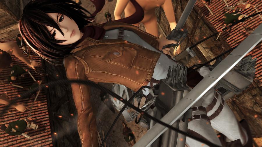 Mikasa Ackerman Black Hair Black Eyes Weapon Digital Art by Yoyo Yo