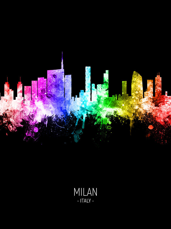 Milan Italy Skyline #98 #1 Digital Art by Michael Tompsett