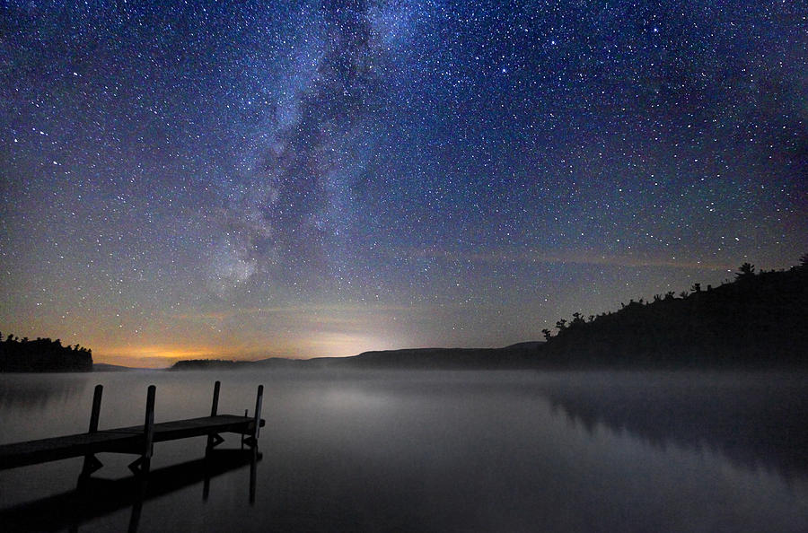 Milky Way  Galaxy over a Calm Lake in New Hampshire #1 Photograph by DenisTangneyJr