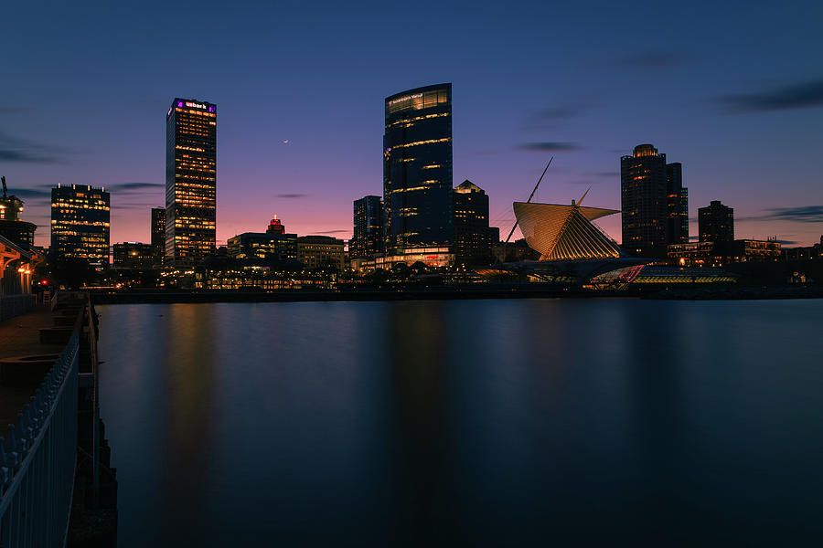 Milwaukee skyline at dusk #1 Photograph by Jay Smith