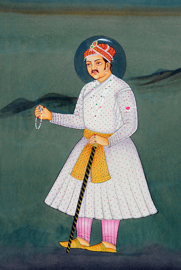 Miniature painting of Mughal Emperor Akbar, India, Asia #1 Photograph by Dinodia Photo