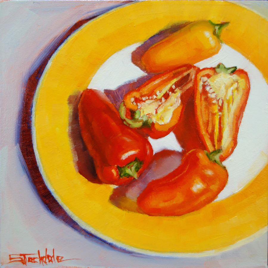 Miniature Peppers Painting by Margaret Stockdale