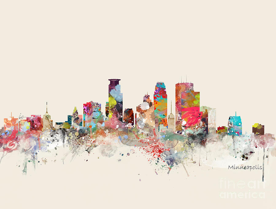 Minneapolis Painting - Minneapolis Skyline #1 by Bri Buckley