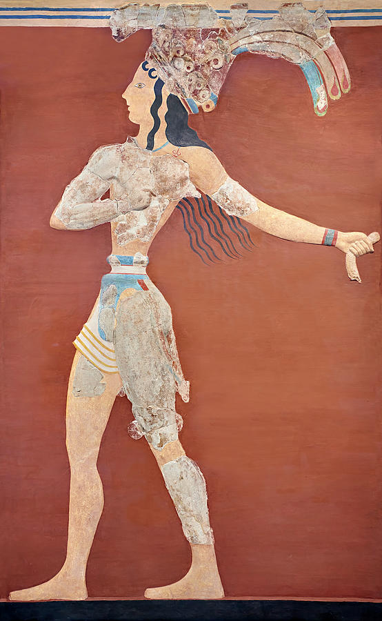 Minoan Prince of the Lilies freco - Knossos Palace - Heraklion Archaeological Museum Photograph by Paul E Williams