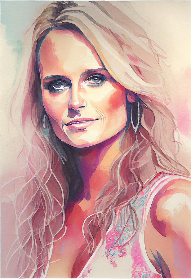 Miranda Lambert Watercolour Mixed Media by Tim Hill - Fine Art America