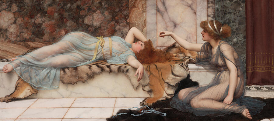 Mischief and Repose, from 1895 Painting by John William Godward