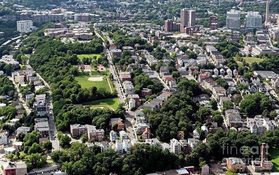 Boston Skyline Photograph - Mission Hill Neighborhood Real Estate in Boston Aerial #2 by David Oppenheimer