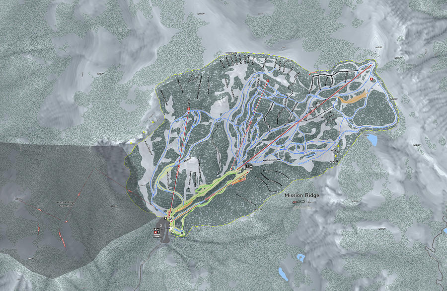 Mission Ridge Ski Resort Map Digital Art by Powder Addicts - Pixels