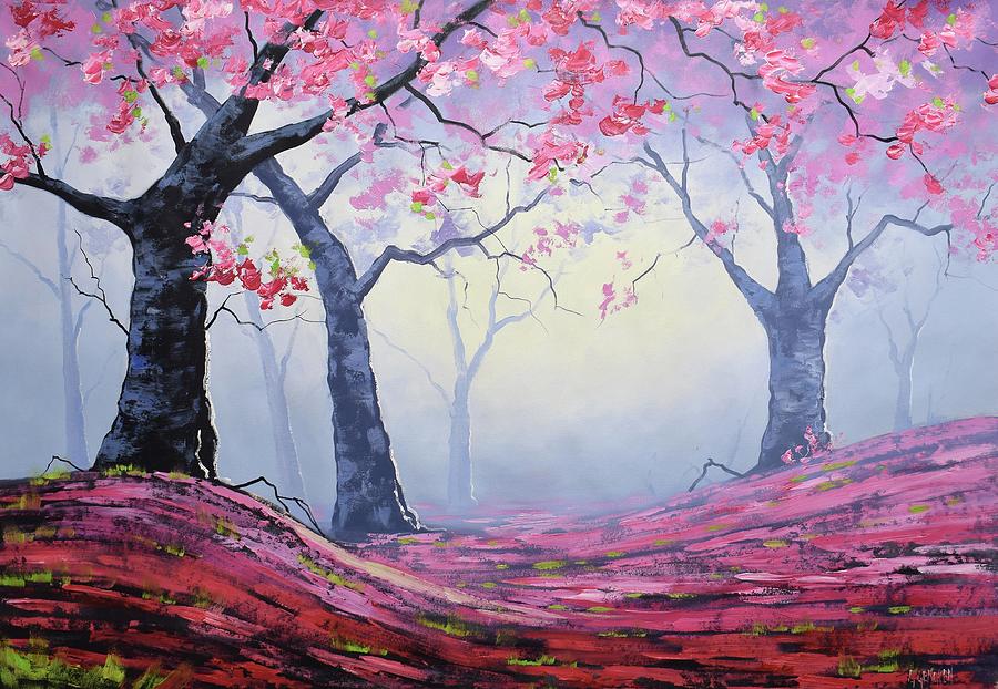 Nature Painting - Misty pink trees #1 by Graham Gercken