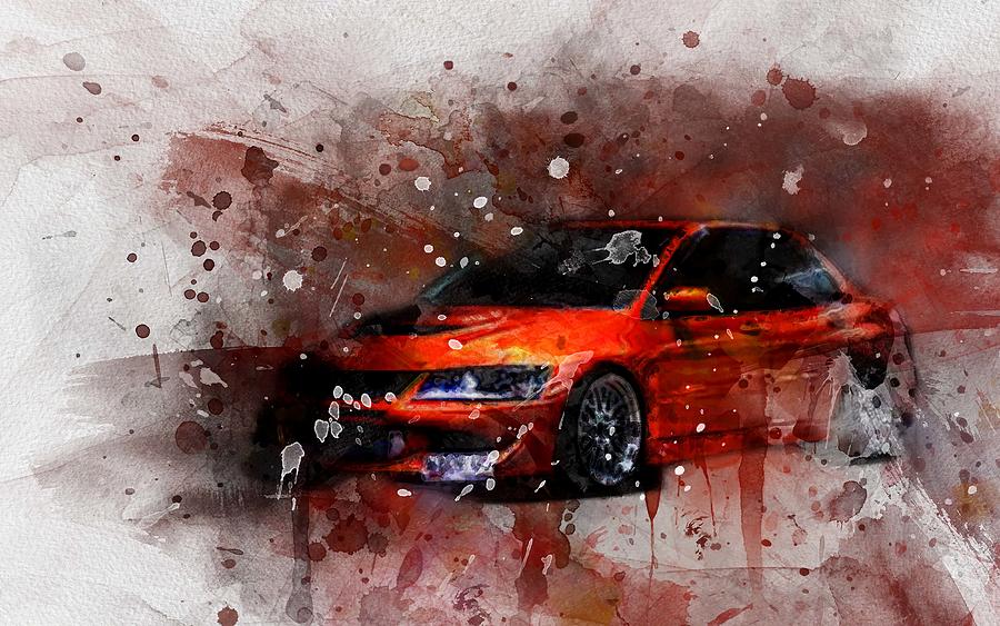 Mitsubishi Lancer Evo Jdm Tuning Orenge Lancer Japanese Cars Digital Art By Bren Denprice