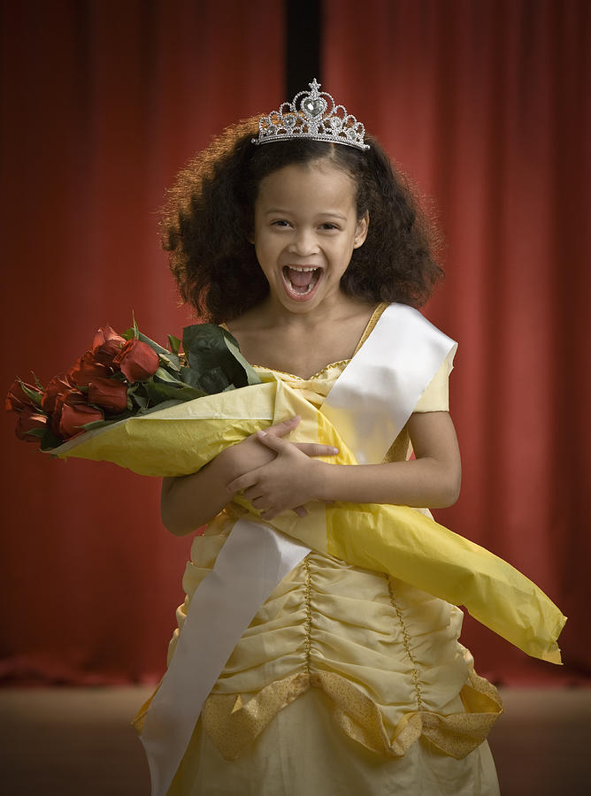Mixed Race girl dressed as beauty queen #1 Photograph by Andersen Ross Photography Inc