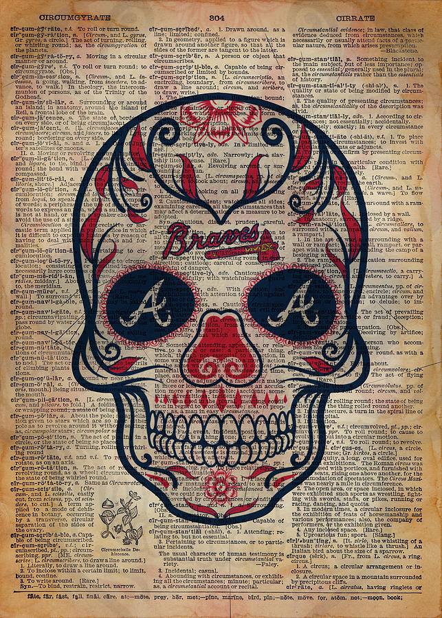 Skull Baseball Atlanta Braves by Leith Huber