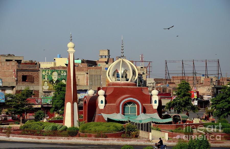 Modern mosque in city center traffic roundabout Multan Pakistan #2 Photograph by Imran Ahmed