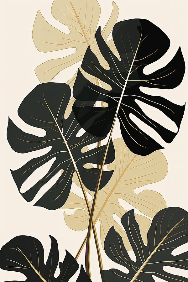 Modern Tropical Leaves Paintings Painting by Lourry Legarde