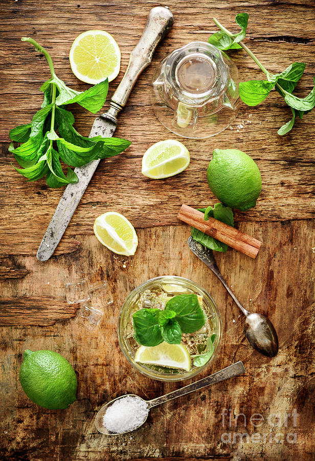 Juice Photograph - Mojito ingredients from above by Jelena Jovanovic