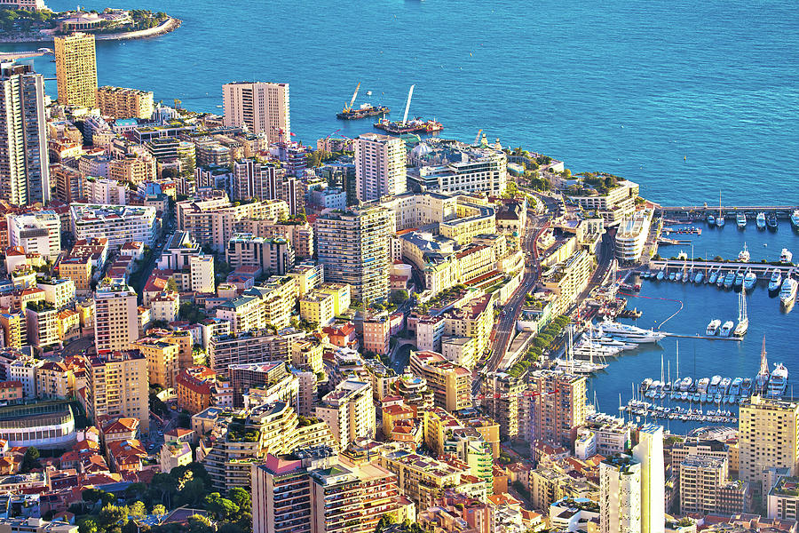 Monaco And Monte Carlo Cityscape And Coastline Colorful View Fro Photograph