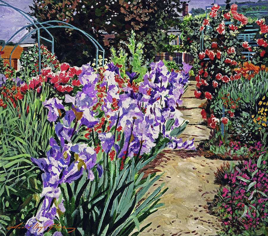 Monets Irises #1 Painting by David Lloyd Glover