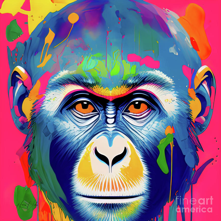 Monkey in Watercolor Splash Digital Art by Haru Udu - Fine Art America