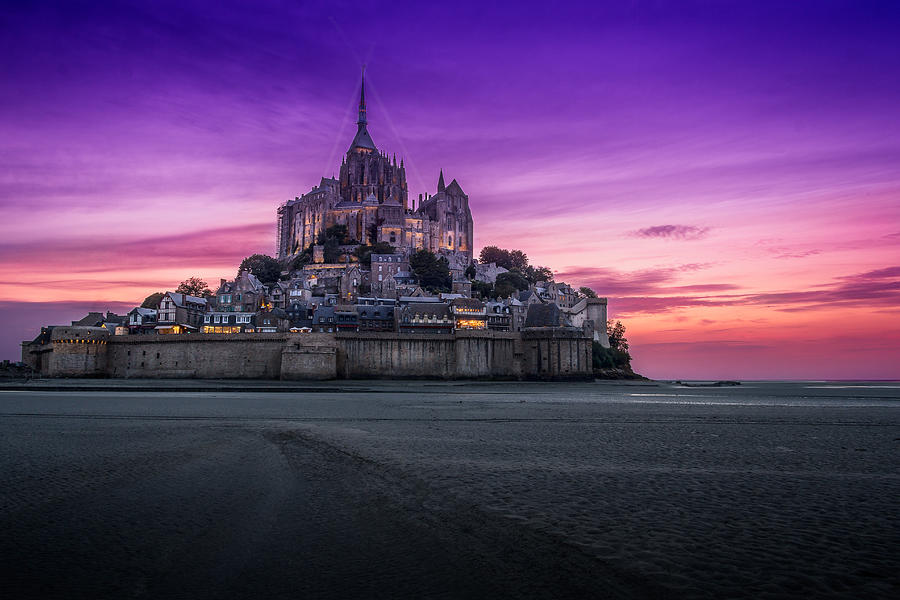 Mont St-Michel at night #1 Photograph by Jean Surprenant