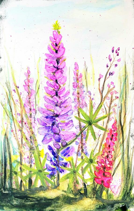 Montana Lupine #1 Painting by Deahn Benware Montana Lupine #1 Painting by Deahn Benware