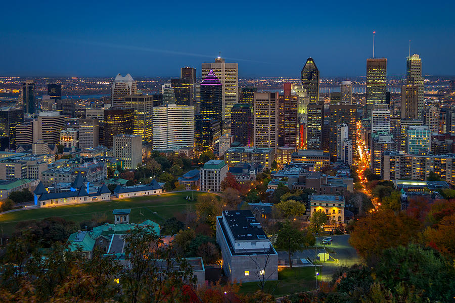 Montreal at night #1 Photograph by Jean Surprenant
