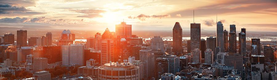 Montreal sunrise city skyline #1 Photograph by Songquan Deng