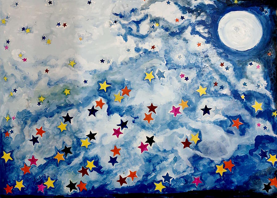 Moon And Stars #1 Painting by Anand Swaroop Manchiraju