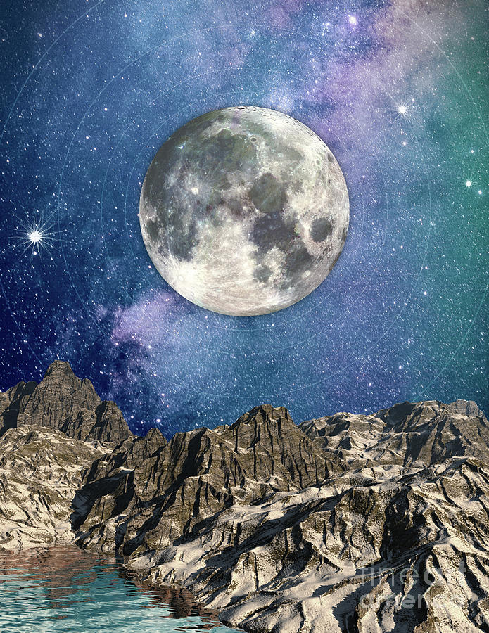 Moon Over Mountains Digital Art by Phil Perkins