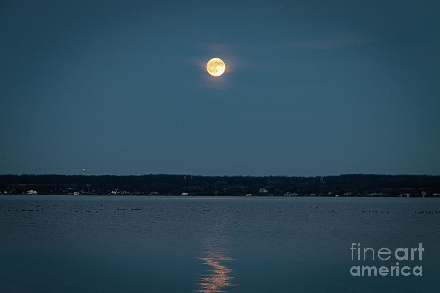 Moon over Seneca Lake #1 Photograph by William Norton