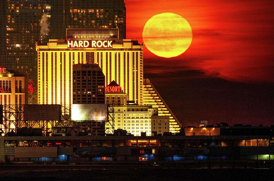 Moonrise over Atlantic City Photograph by Charles Eberson Pixels