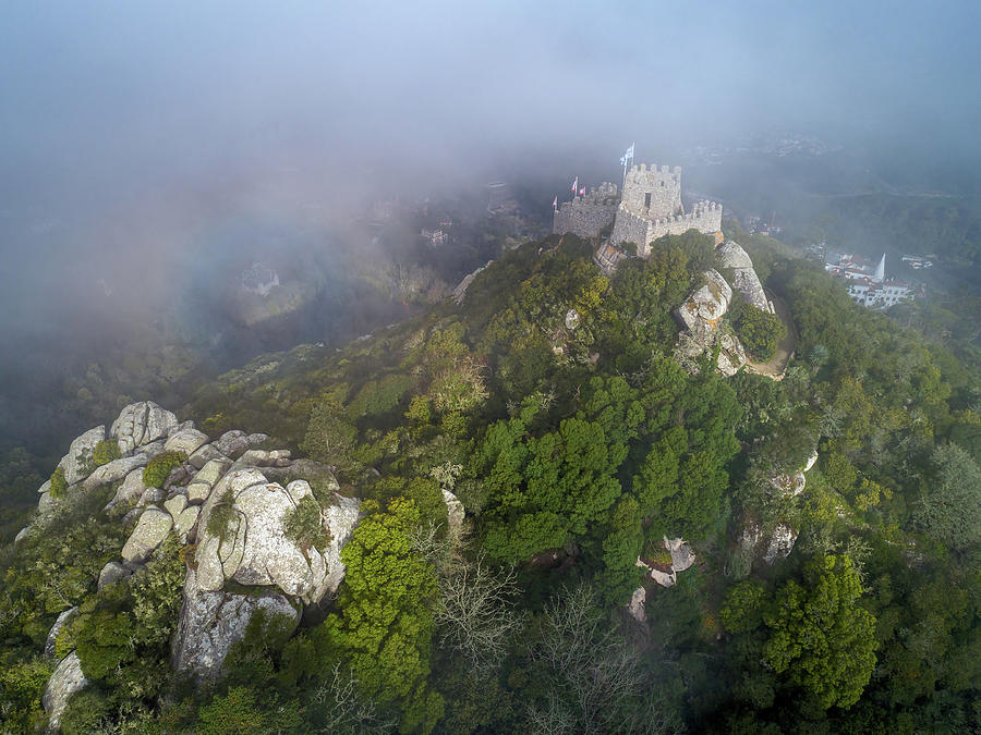 Moorish Castle in fog Portugal #1 Photograph by Mikhail Kokhanchikov