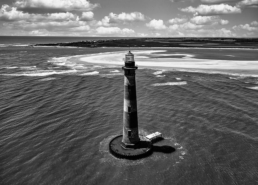 Black And White Photograph - Morris Island Lighthouse #1 by Mountain Dreams