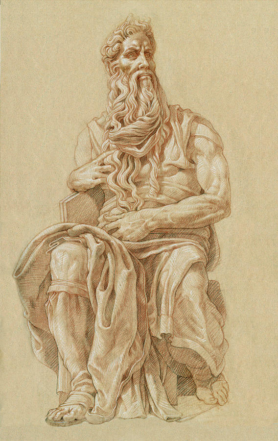 Moses Drawing by Kurt Wenner