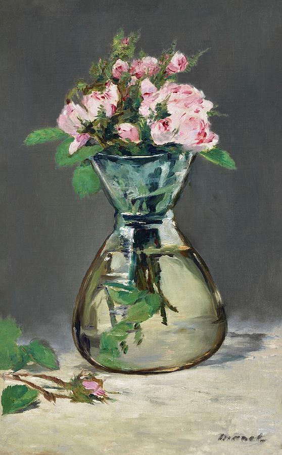 Edouard Manet Painting - Moss Roses in a Vase  #1 by Art Dozen