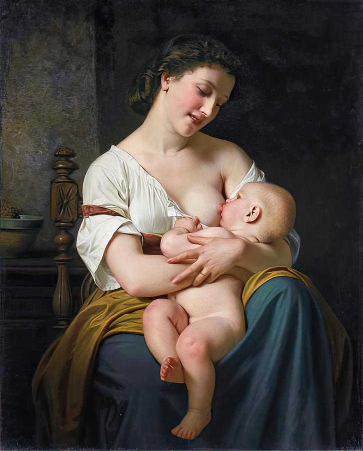Hugues Merle Painting - Mother and Child #1 by Hugues Merle