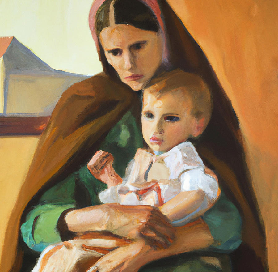 Mother And Child Painting by Sgs - Fine Art America