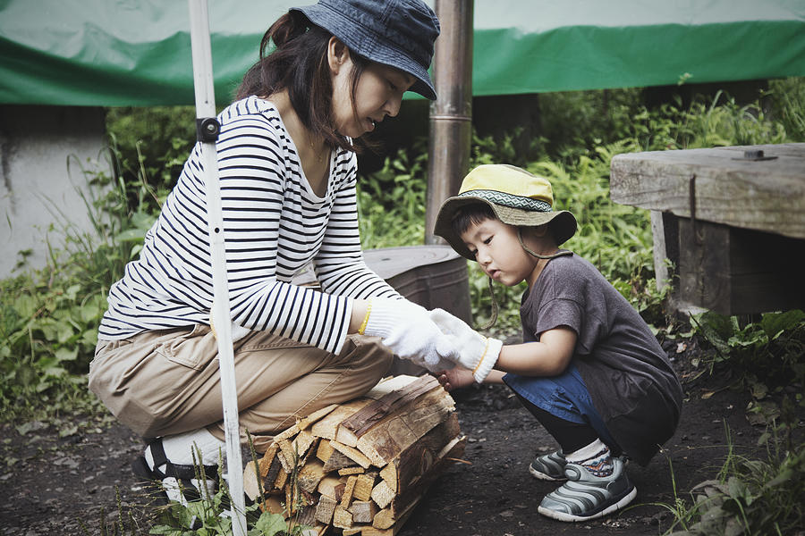 Mother and son camping outdoor #1 Photograph by Kohei_hara