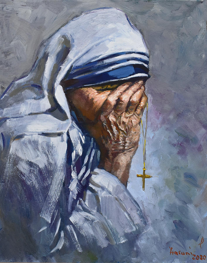 Portrait Painting - Mother Teresa #1 by Ylli Haruni