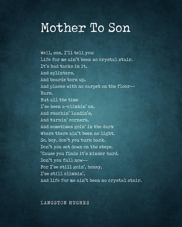 Mother To Son - Langston Hughes Poem - Literature - Typewriter Print #1 ...