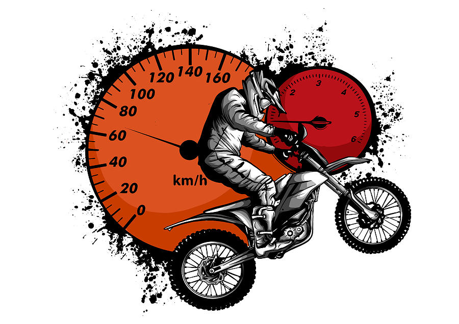 Rider participates motocross championship. Vector illustration.Rider