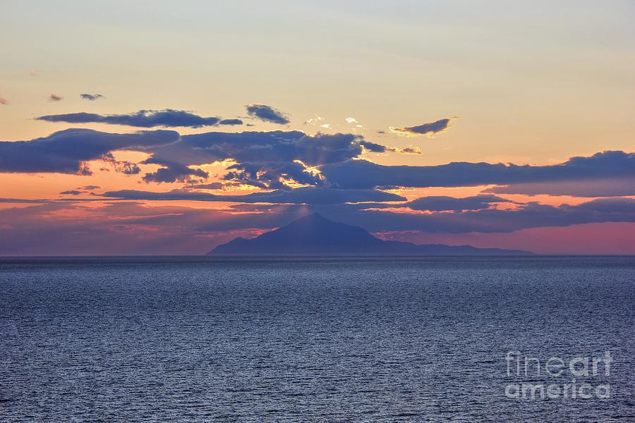 Mount Athos at Sunset  #1 Photograph by Vicki Spindler