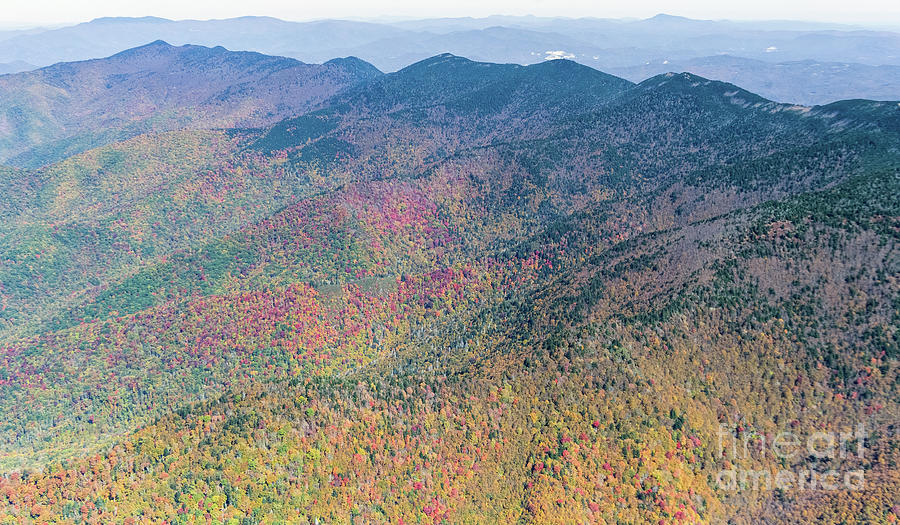 Mount Mitchell State Park Peak Autumn Colors Aerial View #1 Photograph by David Oppenheimer