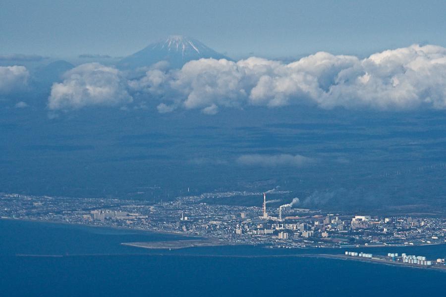Mount Yotei, active volcano and Tomakomai city in Hokkaido in Japan daytime aerial view from airplane #1 Photograph by Taro Hama @ e-kamakura