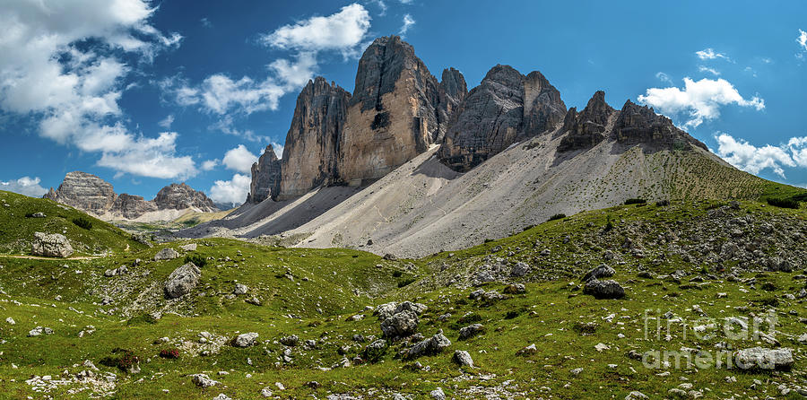 Mountain Formation Tre Cime Di Lavaredo In The Dolomites Of South Tirol In Italy #1 Photograph by Andreas Berthold