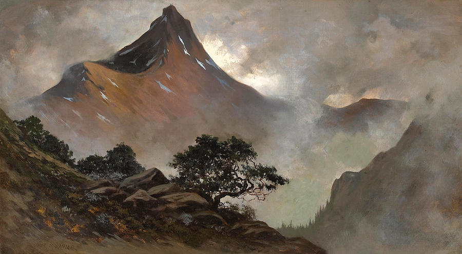 Mountain landscape #1 Painting by Jules Tavernier