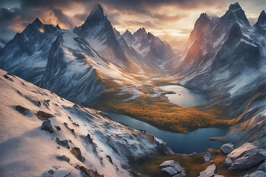 Nature Digital Art - Mountain Landscape #1 by Manjik Pictures