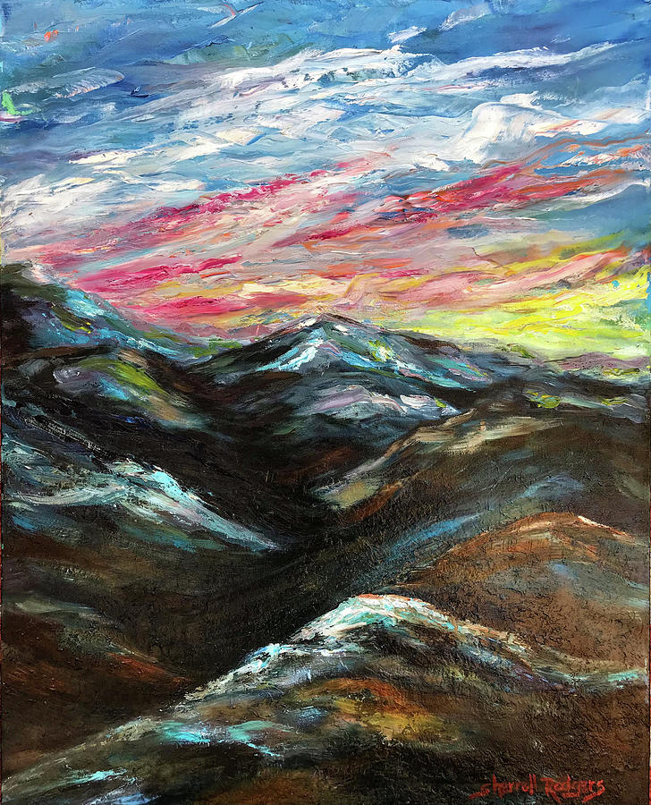 Mountain Twilight Sunset Painting by Sherrell Rodgers