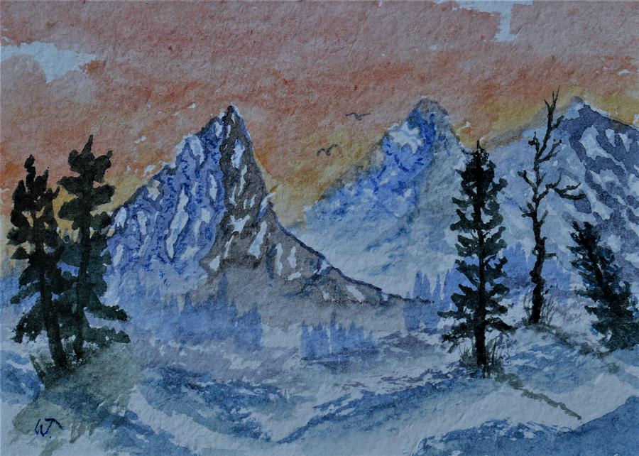 Mountain Sunset  #1 Painting by Warren Thompson