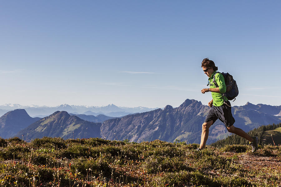 Mountain trail running in the North Cascades #1 Photograph by Sawaya Photography
