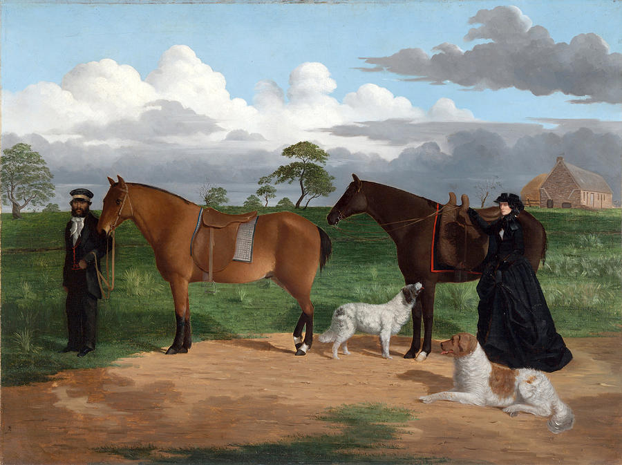 Mrs Adolphus Sceales with Black Jimmie on Merrang Station  #2 Painting by Robert Dowling